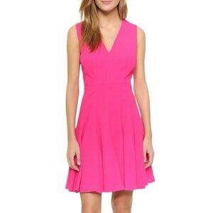 Rebecca Taylor Fit Flare Sleeveless Party Dress Pink V-Neck Flowy Flirty Size 10